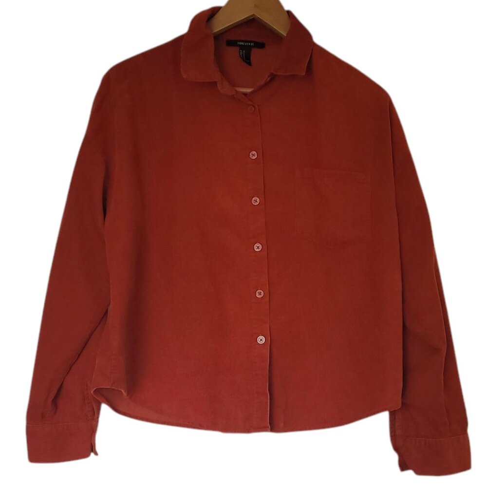 Forever 21 orange corduroy button down Size M